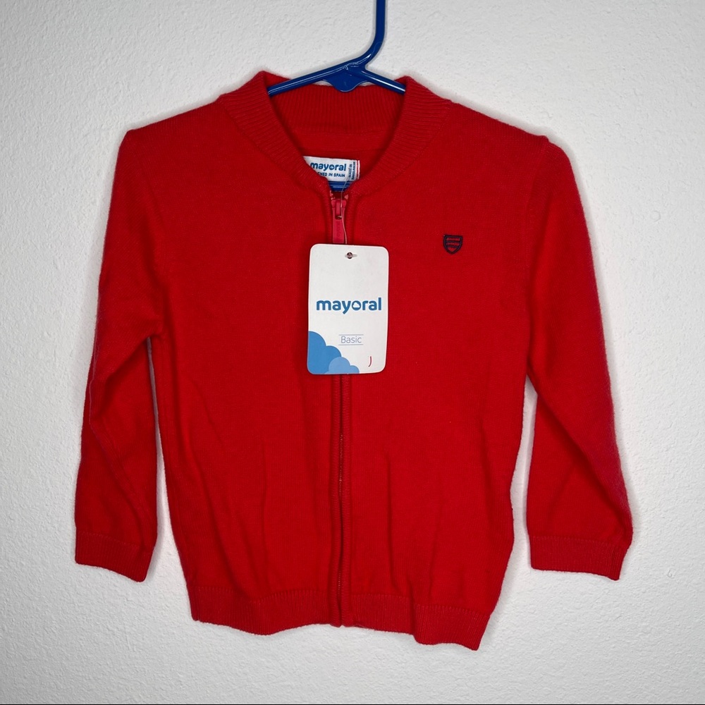 Nwt Mayoral cardigan zipper sweater boys red 24 mo
